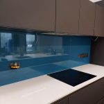 Blue glass splashback